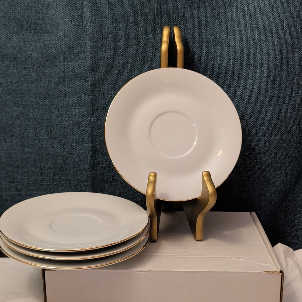 Set of 4 Sea Gull Fine China Saucers 6" | Jian Shang Gold Trim | Replacement - Picture 15 of 16